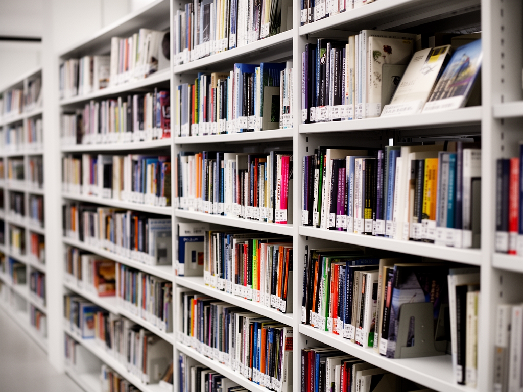 Rayonnages d'une bibliothèque académique avec rangées de livres reliés en cuir brun et bordeaux, atlas botaniques illustrés et revues scientifiques reliées, lumière chaude et directionnelle d'une lampe de bureau créant des zones d'ombre et de lumière dramatiques sur les tranches dorées des ouvrages, atmosphère de silence et de savoir